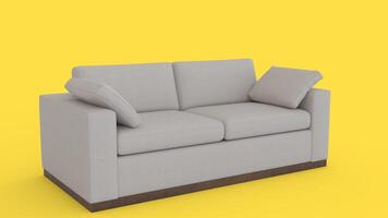 sofa with pillow with yellow background photo