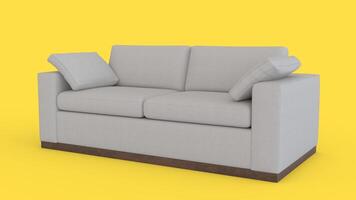 sofa with pillow with yellow background photo