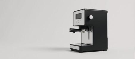 Black coffee maker machine with an icon is depicted against a white background isolated photo