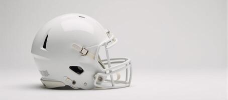 White football helmet is shown against a white background to emphasize its role as safety equipment in American Football gear and sports photography photo