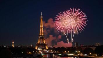 Vibrantly colored New Year fireworks as a backdrop photo