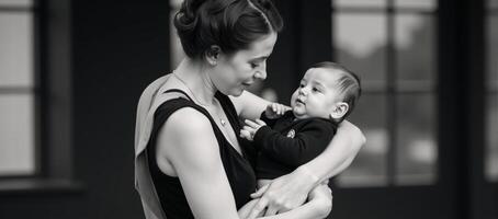 Art Deco portrait Mother lovingly holding her child photo