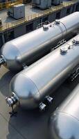 Image shows hydrogen storage tanks located within an industrial facility photo