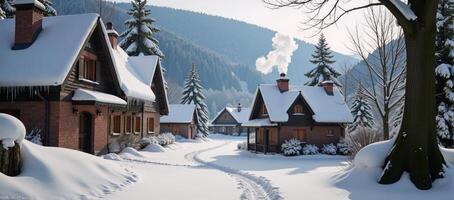 A picturesque winterthemed village filled with warm inviting charm photo