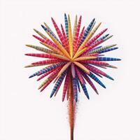 A colorful explosion of 3D fireworks against a stark white backdrop photo