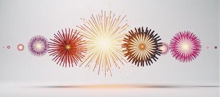 A colorful explosion of 3D fireworks against a stark white backdrop photo