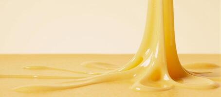 Isolated melted cheese image showcases dynamic flow with drips and bubbles Cheese Dynamics photo