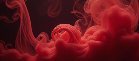A realistic depiction of slowmoving rising red smoke and fog with an atmospheric effect photo