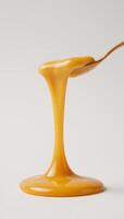 Melted cheese with a focus on its droplets and borders against a plain backdrop Isolated photo