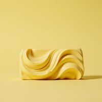 A 3D image featuring a yummylooking butter sculpture on a creamy background with a wavy line design to enhance its appeal photo
