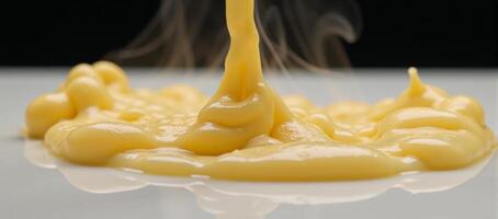 Melted cheese burst with flavorful splashes photo