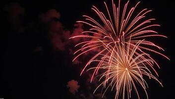 Stunning firework display featuring vivid colors exploding against a starry night sky photo
