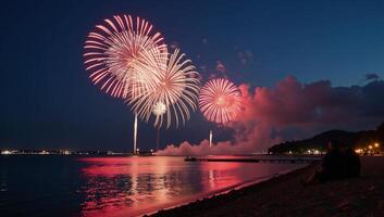 A romantic evening with dazzling firework displays photo