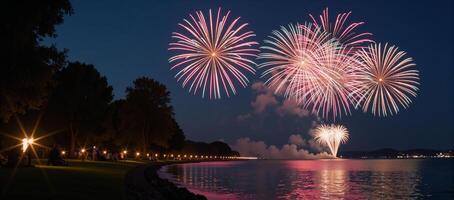 A romantic evening with dazzling firework displays photo