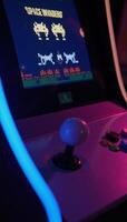 Nostalgic image of retro Arcade Cabinet with pixelated Space Invaders photo