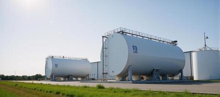 Hydrogen Energy Storage Largescale production processing facility showcasing hydrogen tank arrays for energy storage photo