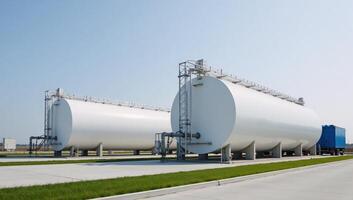 Hydrogen Energy Storage Largescale production processing facility showcasing hydrogen tank arrays for energy storage photo