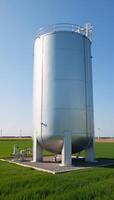 Solarwind power plant with hydrogen energy storage gas tank for ecofriendly electricity generation photo