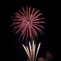 Redwhiteblue firework explosion lighting up the night sky photo