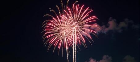 Redwhiteblue firework explosion lighting up the night sky photo