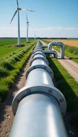 Green Hydrogen Pipeline Renewable Energy Production for Clean Electricity via Solar Wind Turbines photo