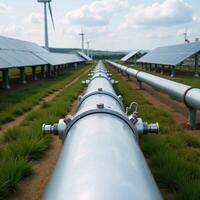Green Hydrogen Pipeline Renewable Energy Production for Clean Electricity via Solar Wind Turbines photo