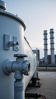 Industrial Hydrogen Tank within hydrogenpowered energy plant depicting progress towards 2050s Net Zero Emissions photo