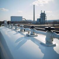 Industrial Hydrogen Tank within hydrogenpowered energy plant depicting progress towards 2050s Net Zero Emissions photo
