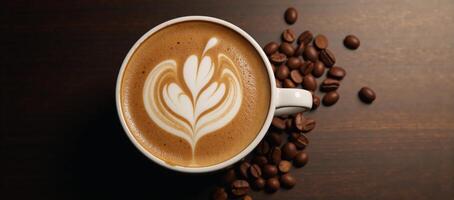 Stylized coffee art featuring beans splashes photo
