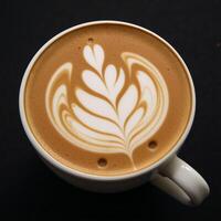 Stylized coffee art featuring beans splashes photo