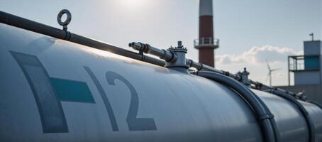 Industrial Hydrogen Tank within hydrogenpowered energy plant depicting progress towards 2050s Net Zero Emissions photo
