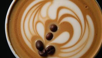 Stylized coffee art featuring beans splashes photo