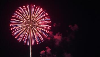Fireworks burst vibrantly over a dark sky for IndependenceMemorial Day celebration photo