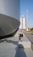 Closeup view of hydrogen storage hubs clean and modern infrastructure within an industrial energy setting photo