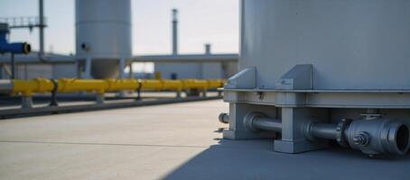 Closeup view of hydrogen storage hubs clean and modern infrastructure within an industrial energy setting photo
