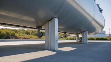 Closeup view of hydrogen storage hubs clean and modern infrastructure within an industrial energy setting photo