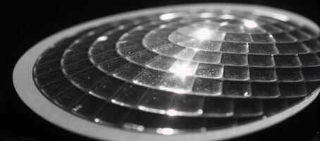Monochrome photograph of a shimmering discoball decal photo
