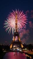 Vibrantly colored New Year fireworks as a backdrop photo