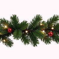 Christmasthemed border featuring lights garlands and coniferous branches photo