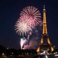 Vibrantly colored New Year fireworks as a backdrop photo