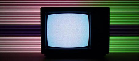 Glitch noise TVstyle visual effects pack with CRT screen and no signal glitch effects TV static striped background photo