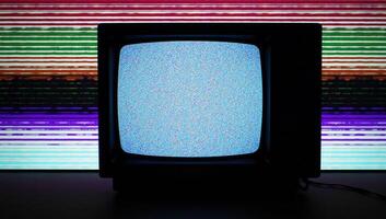 Glitch noise TVstyle visual effects pack with CRT screen and no signal glitch effects TV static striped background photo