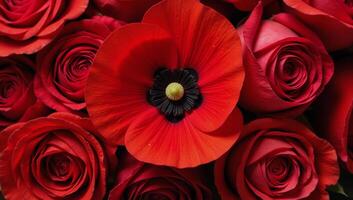 Collection of assorted red floral motifs photo