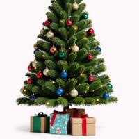 Isolated Christmas tree adorned with gift boxes Clip Art photo