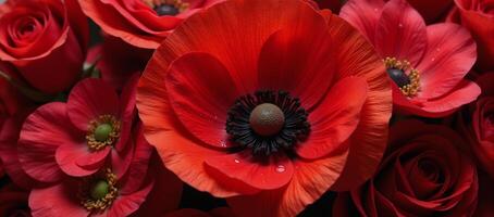 Collection of assorted red floral motifs photo