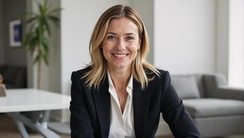Portrait depicting a smiling businesswoman photo