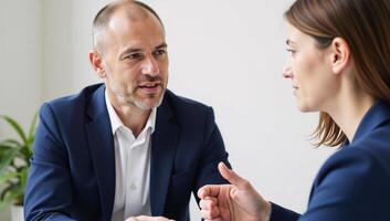 Career mentorship discussion between mentor and mentee photo
