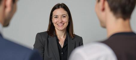 A portrait depicting a business coach guiding their client during a mentorship session photo