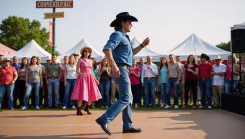 Person linedancing at a country music festival Stock photo