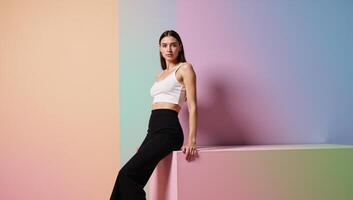 Pastel multicolor gradient backdrop with simple forms and modern color blends creating a tender atmosphere photo